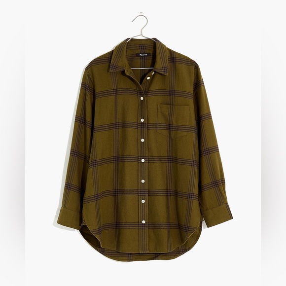 Madewell Flannel Oversized Ex-Boyfriend Tunic Shirt in Windowpane - Picture 1 of 13